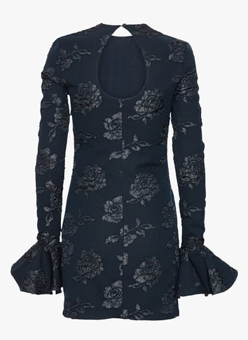Fitted short dress with floral patterns ROTATE Blue